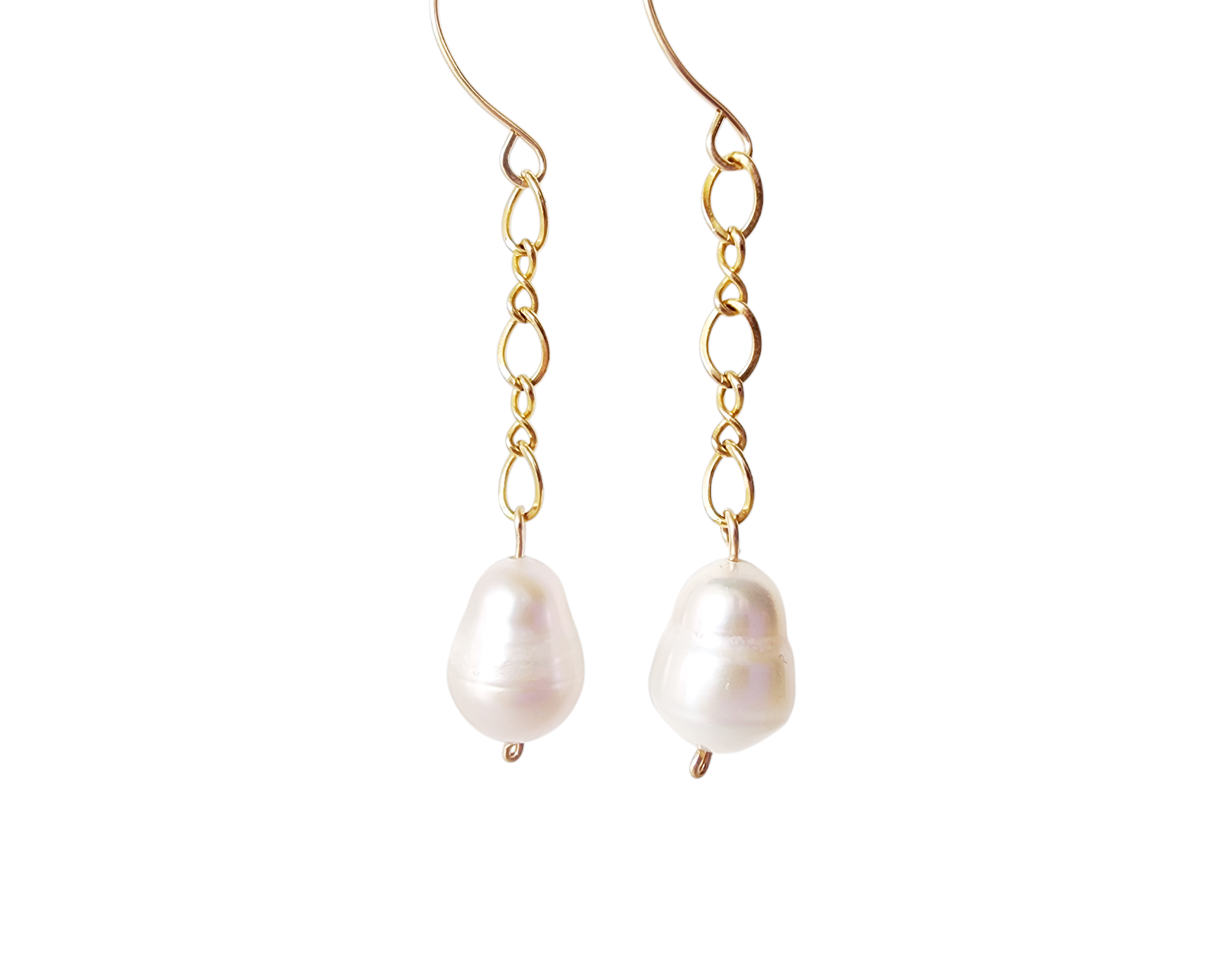 Long Eco Passion Freshwater Cultured Pearl Drop Earrings on Chain
