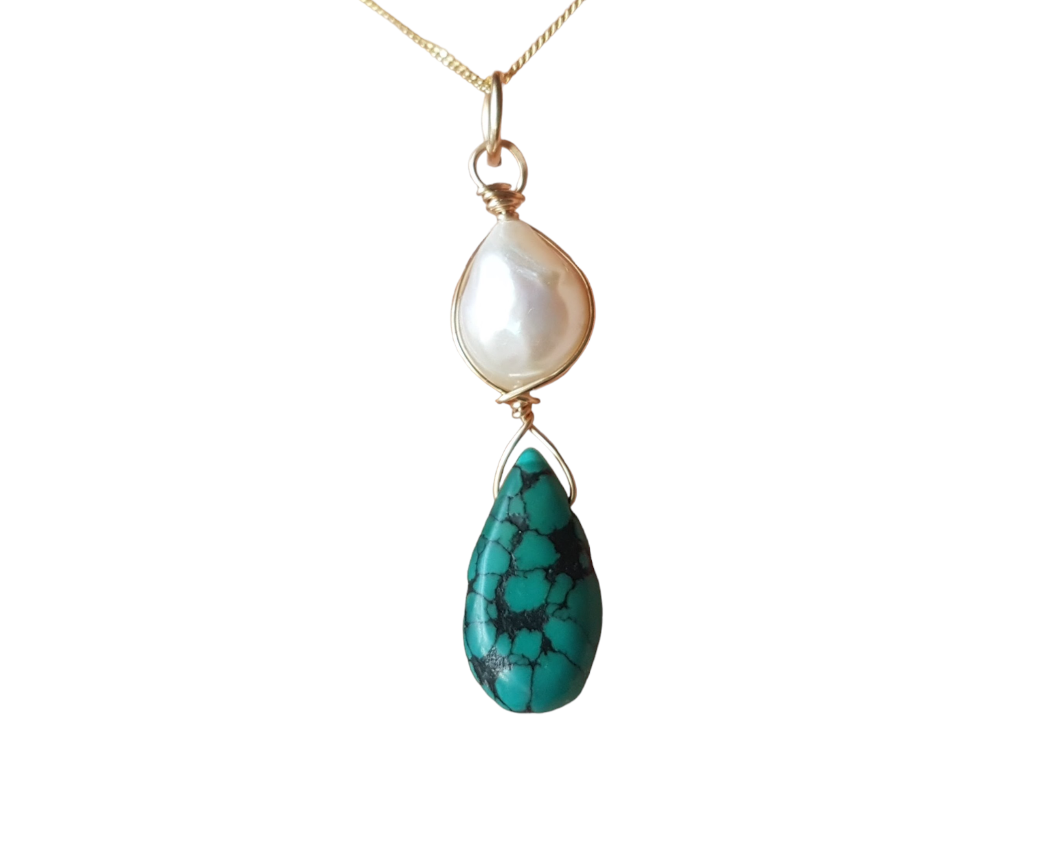 Pearl and 2025 turquoise necklace