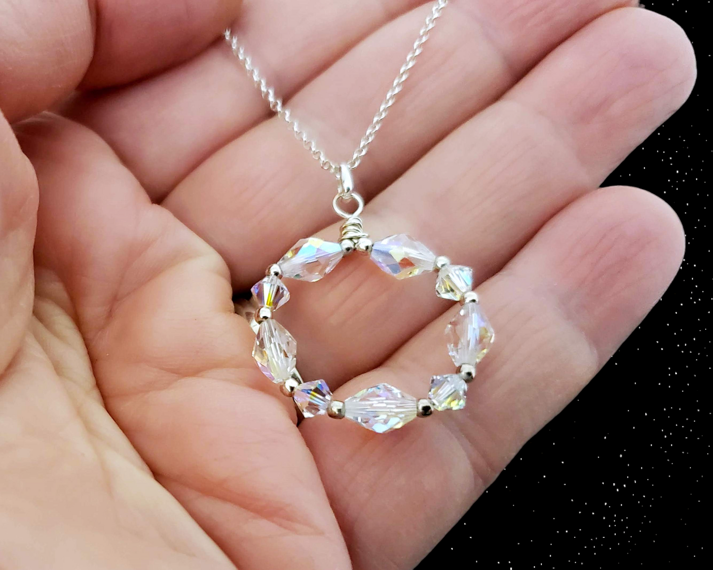 Eco Crystal Infinity Ring Circle Pendant Necklace