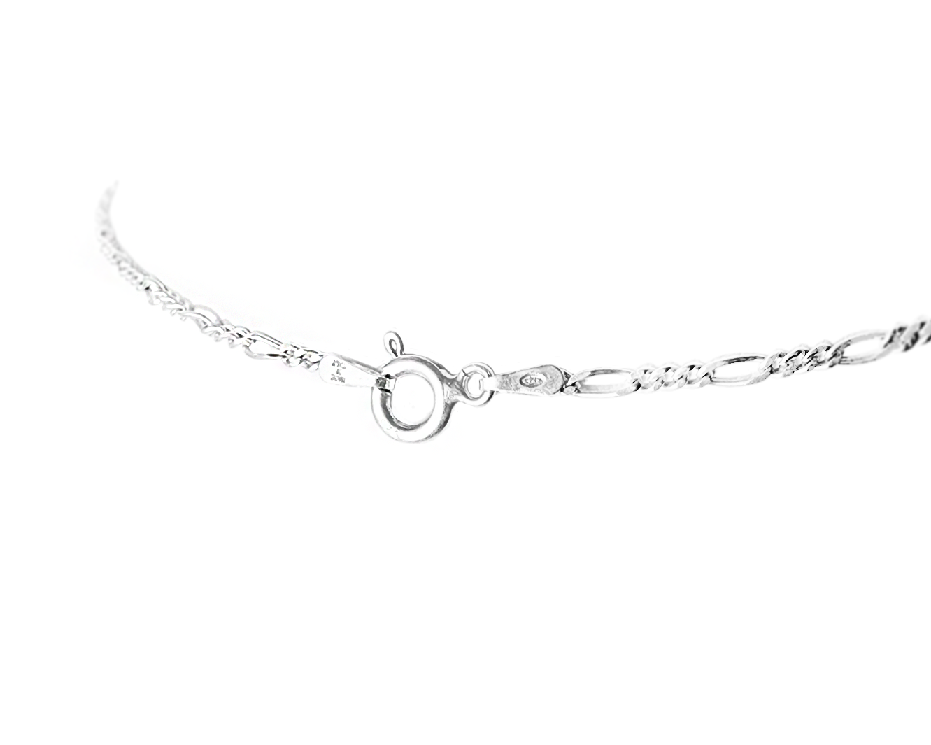 Sterling Silver Chain with Spring ring Clasp on white background