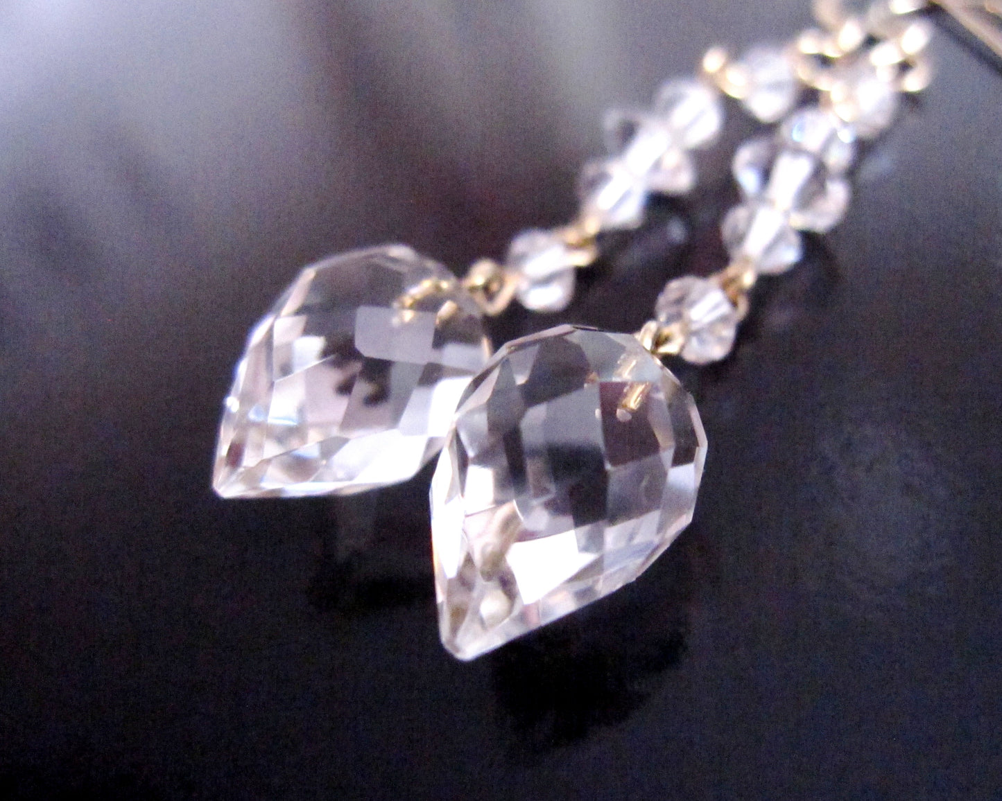 Long Vintage Crystal Art Deco Style Earrings