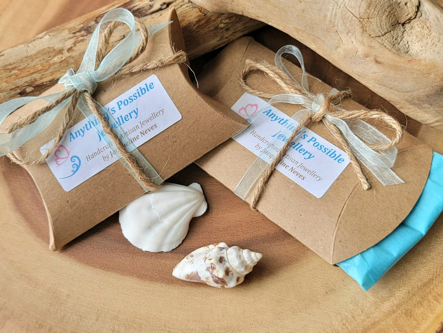 Eco Friendly  Recycled Paper Pillow Gift Box with Tissue, Ribbon, and Twine