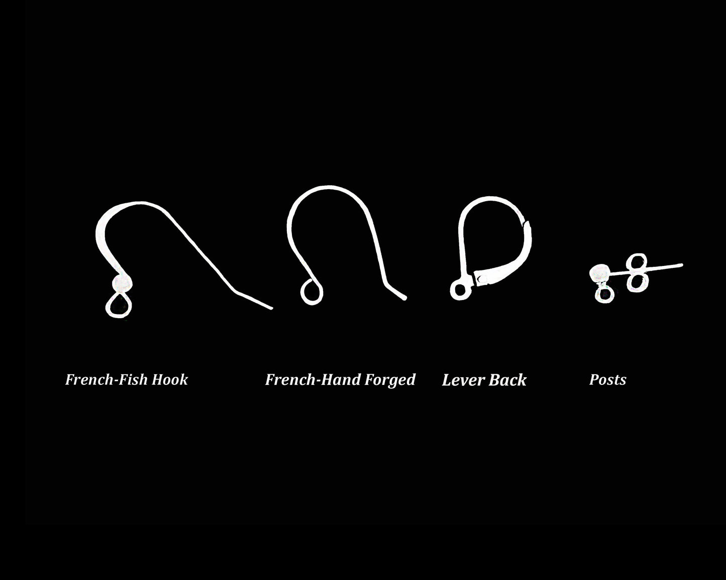 Earring Wire Styles-French-Fish Hook-Lever Back-Posts