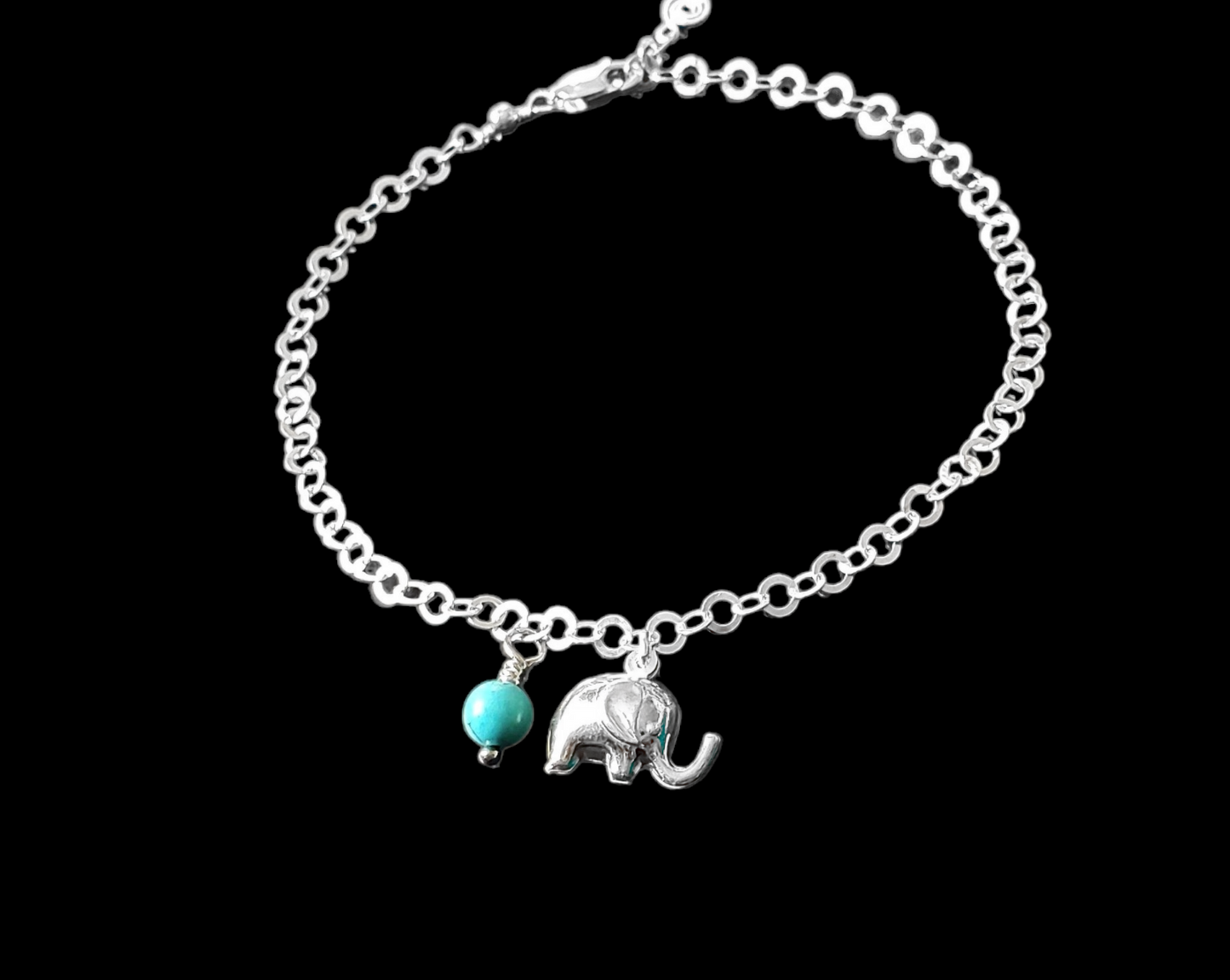 Personalized Elephant Birthstone Eternity Anklet-Ankle Bracelet