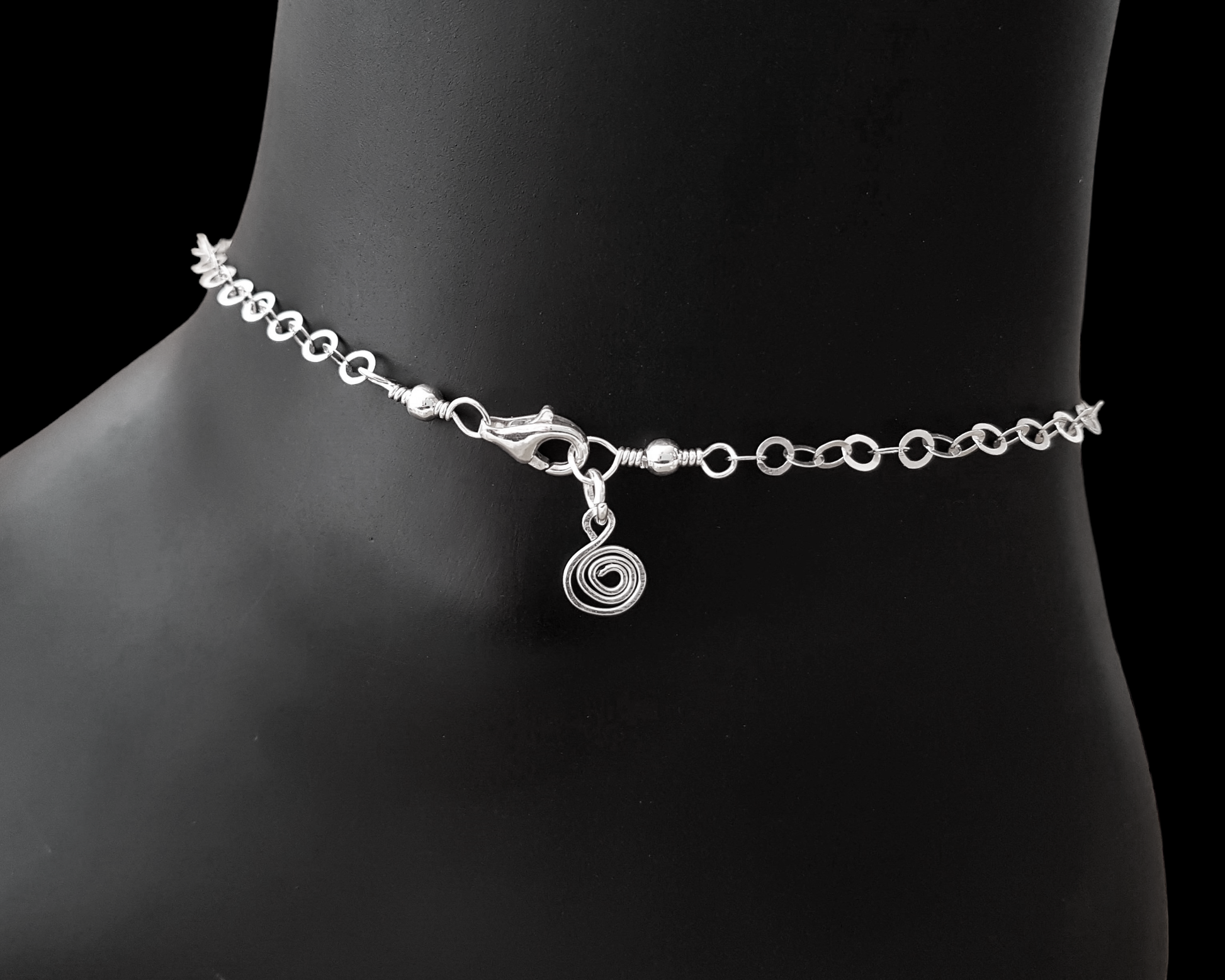 Anklet lobster claw clasp and Eternity Coil pendant