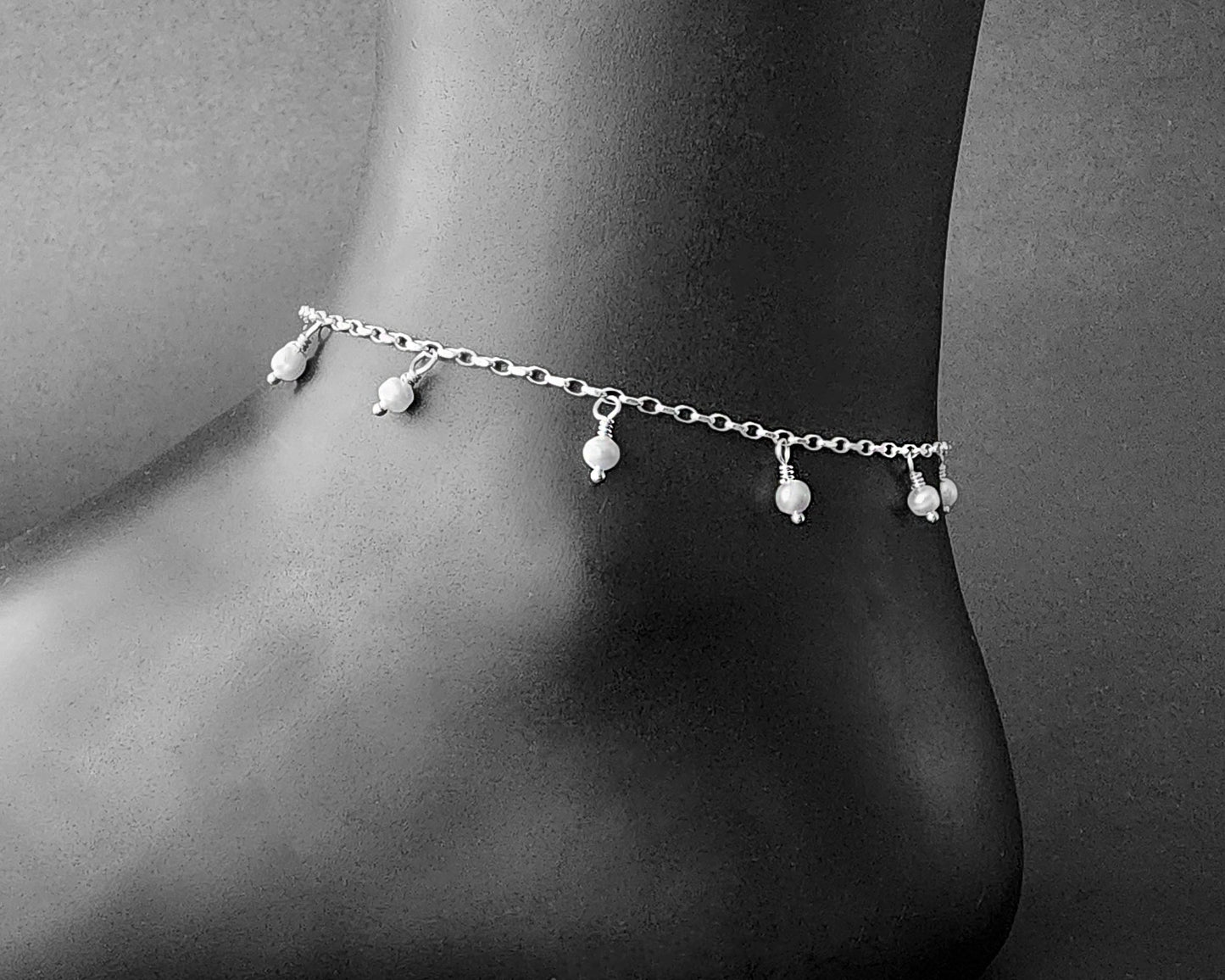 Deluxe Freshwater Cultured Pearl Dangle Anklet-Ankle Bracelet