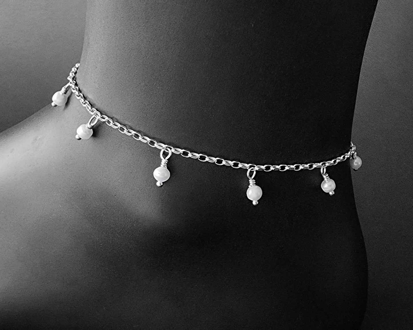 Deluxe Freshwater Cultured Pearl Dangle Anklet-Ankle Bracelet