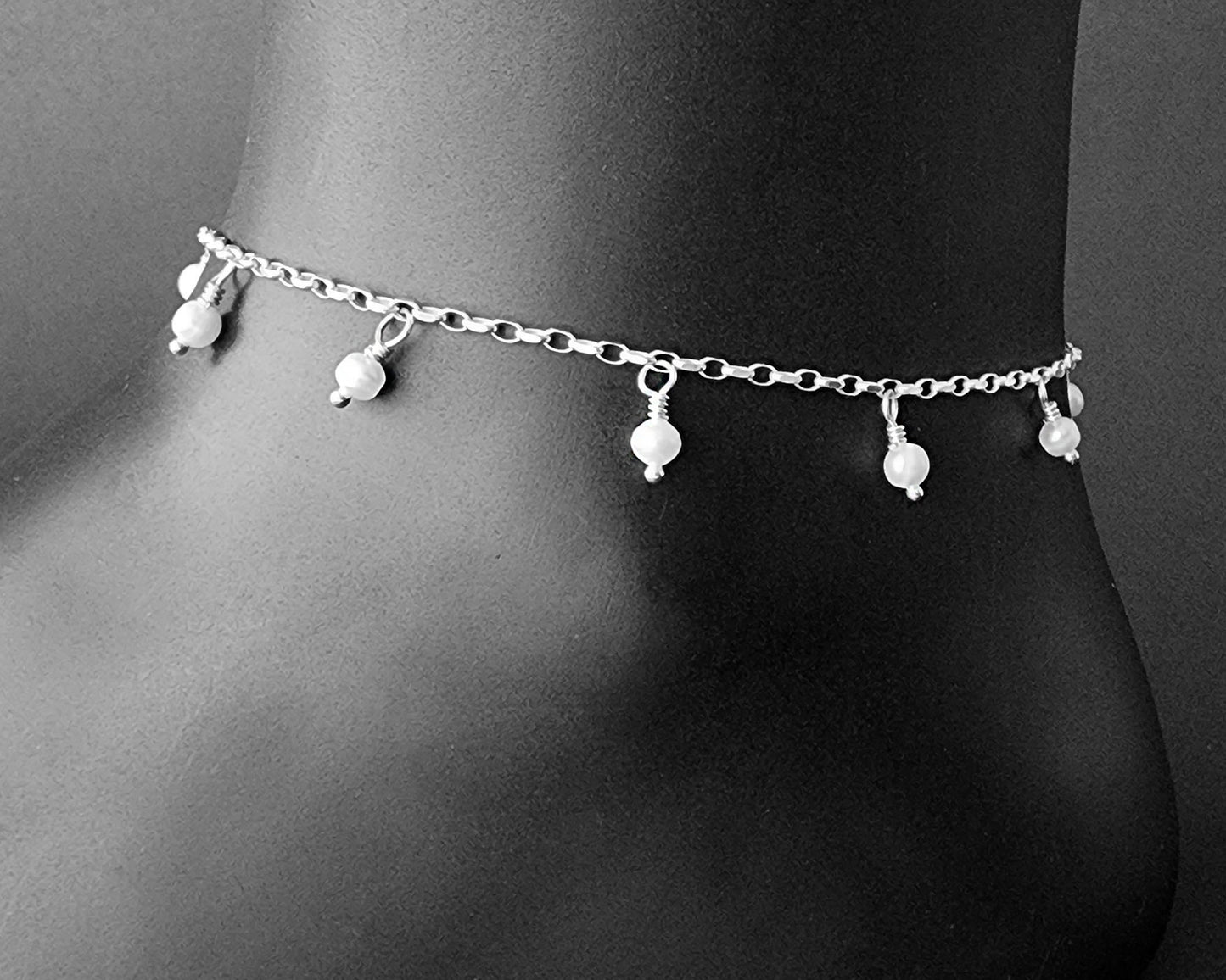 Deluxe Freshwater Cultured Pearl Dangle Anklet-Ankle Bracelet