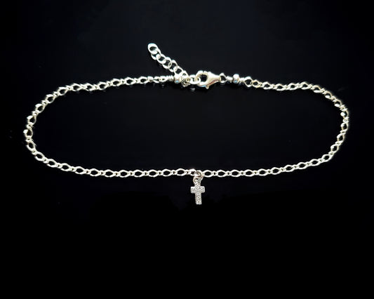 Cubic Zirconia Cross Anklet, Ankle Bracelet