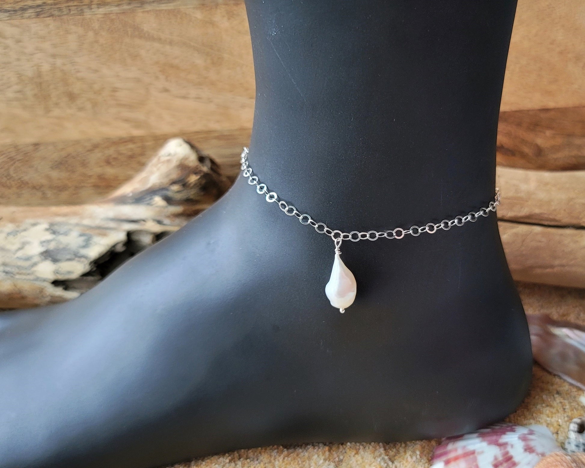 Large Baroque Pearl Dangle Anklet, Ankle Bracelet – Anything's