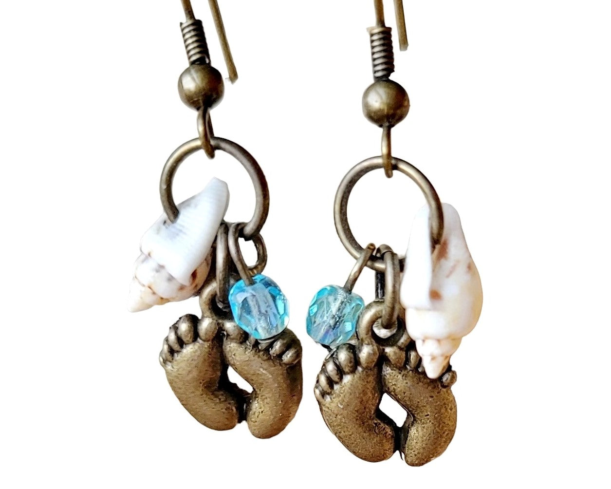 Personalized Birthstone Foot Prints in the Sand Earrings
