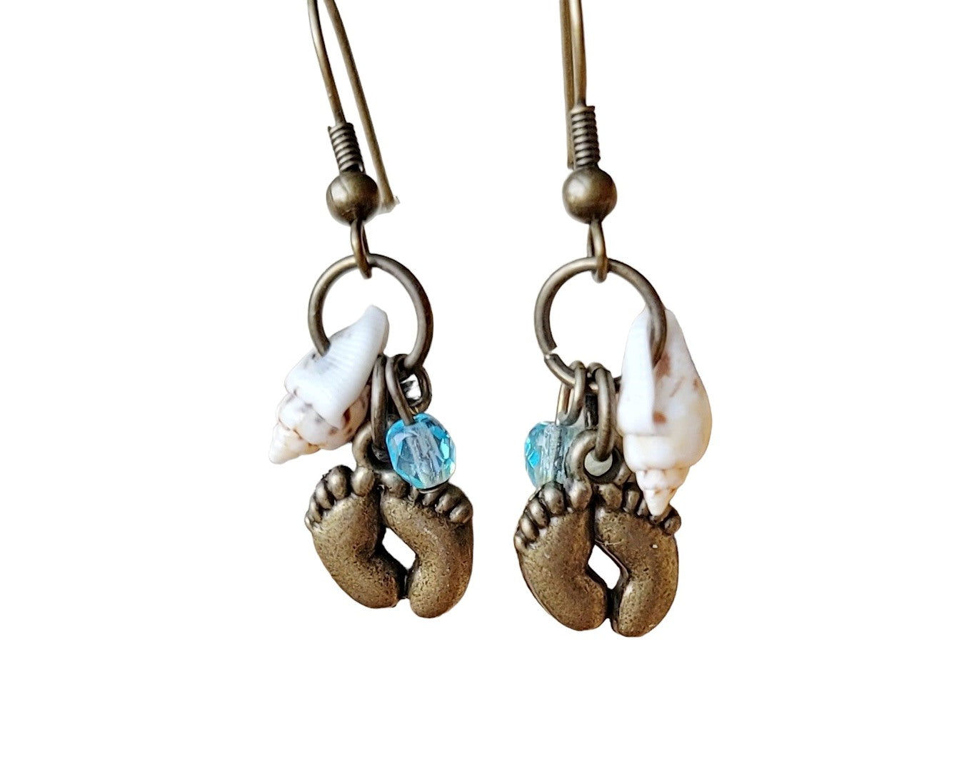 Personalized Birthstone Foot Prints in the Sand Earrings