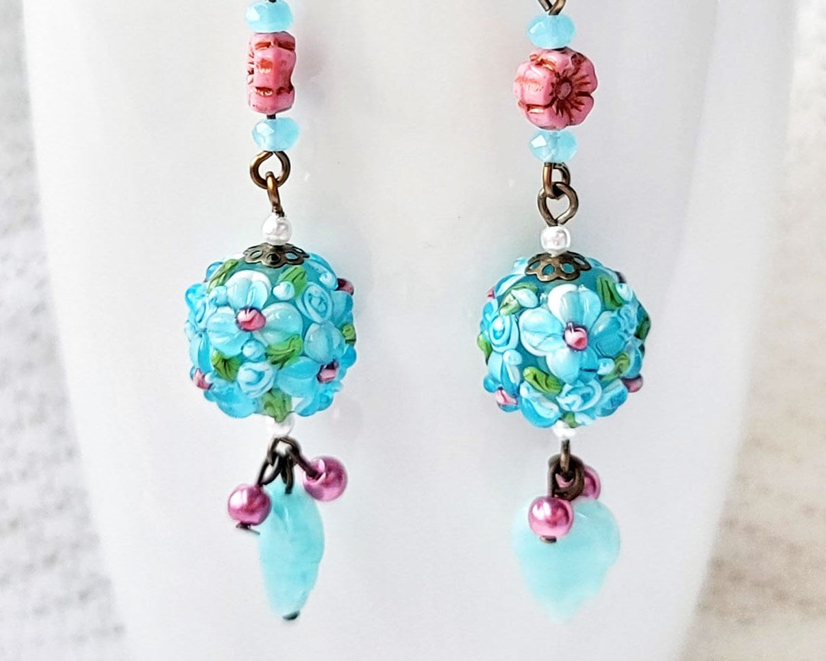 Pink long earrings store
