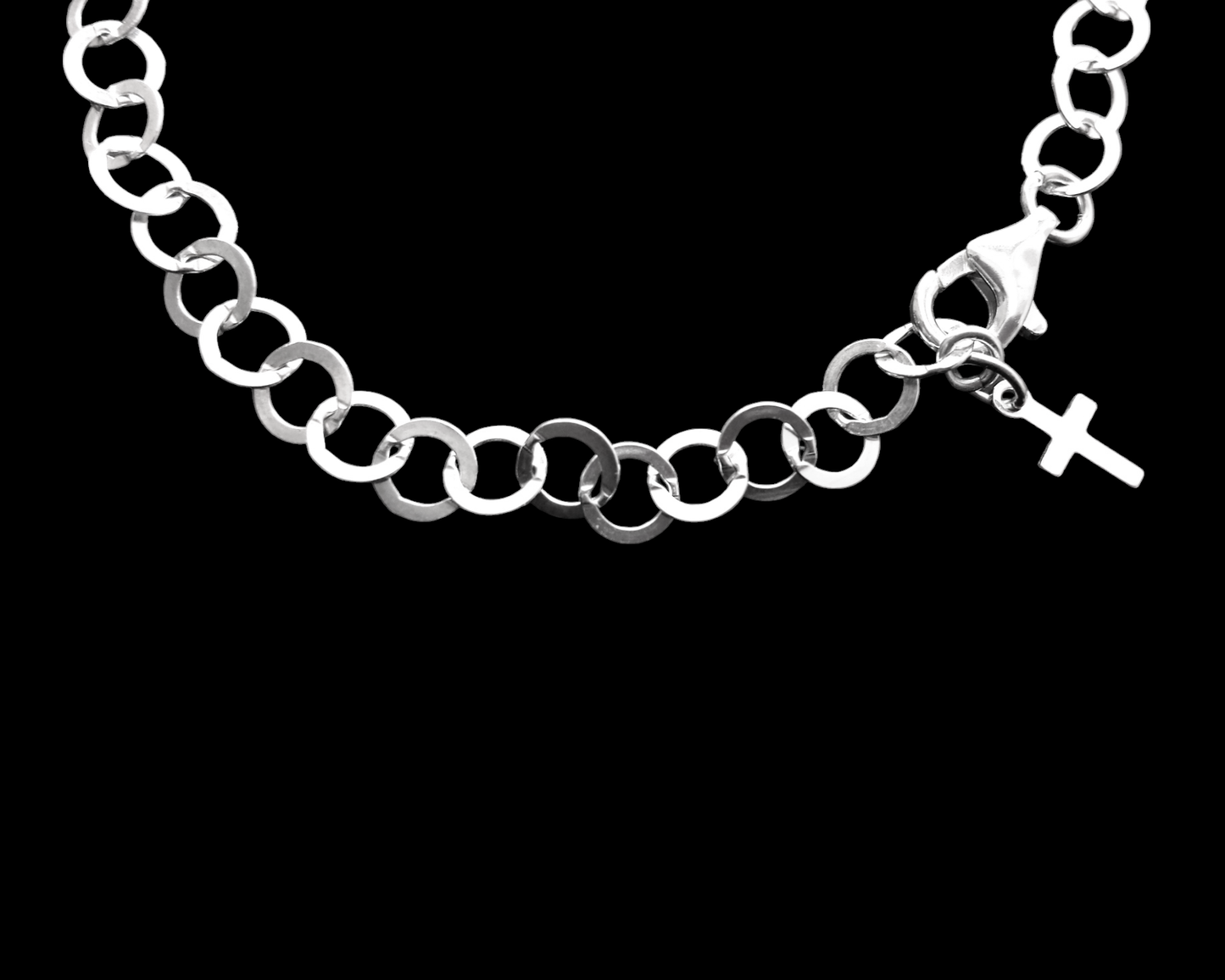 Pearl Trinity Cross Bracelet-Adjustable, Sterling Silver-Small Cross Dangle and Lobster Claw Clasp