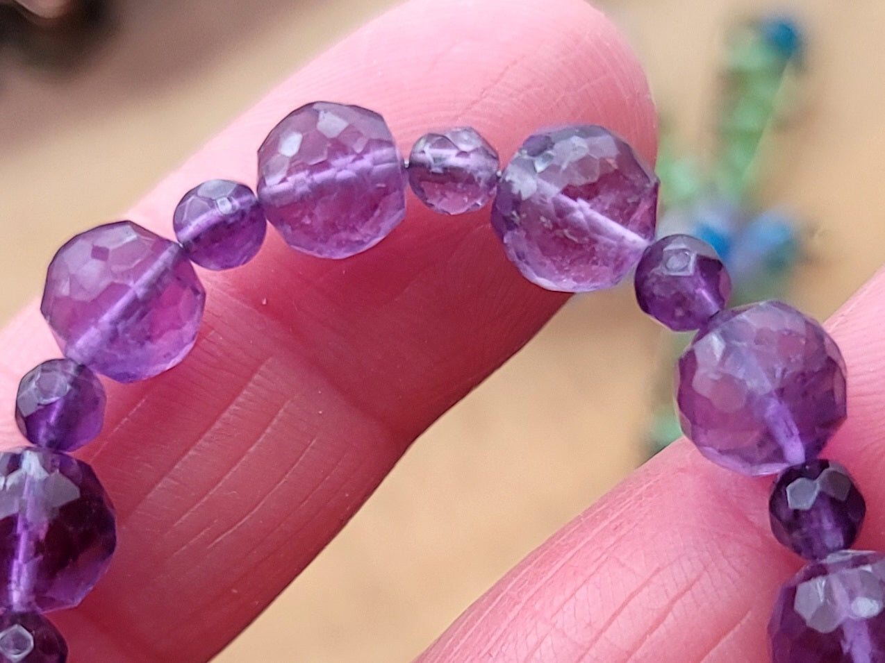 Amethyst  Beaded Bracelet with Sterling Silver