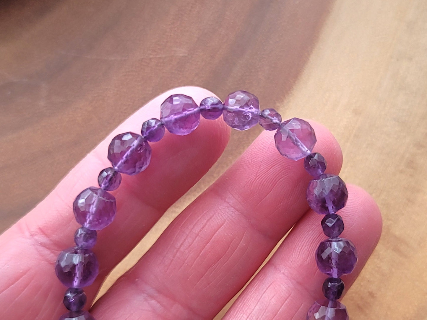 Amethyst  Beaded Bracelet with Sterling Silver