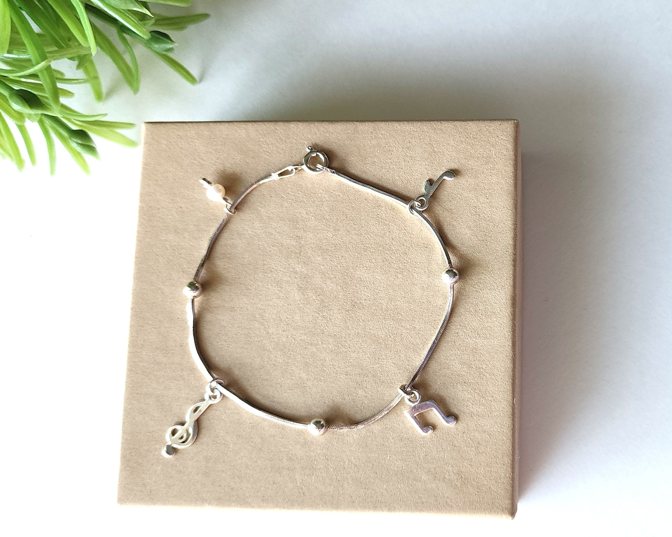 Birthstone Music Lover Sterling Silver Bracelet