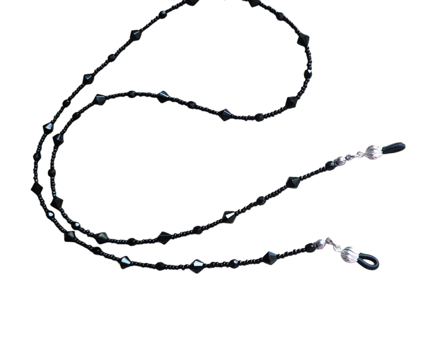 Deluxe Black Sparkle Beaded Eyeglass Chain