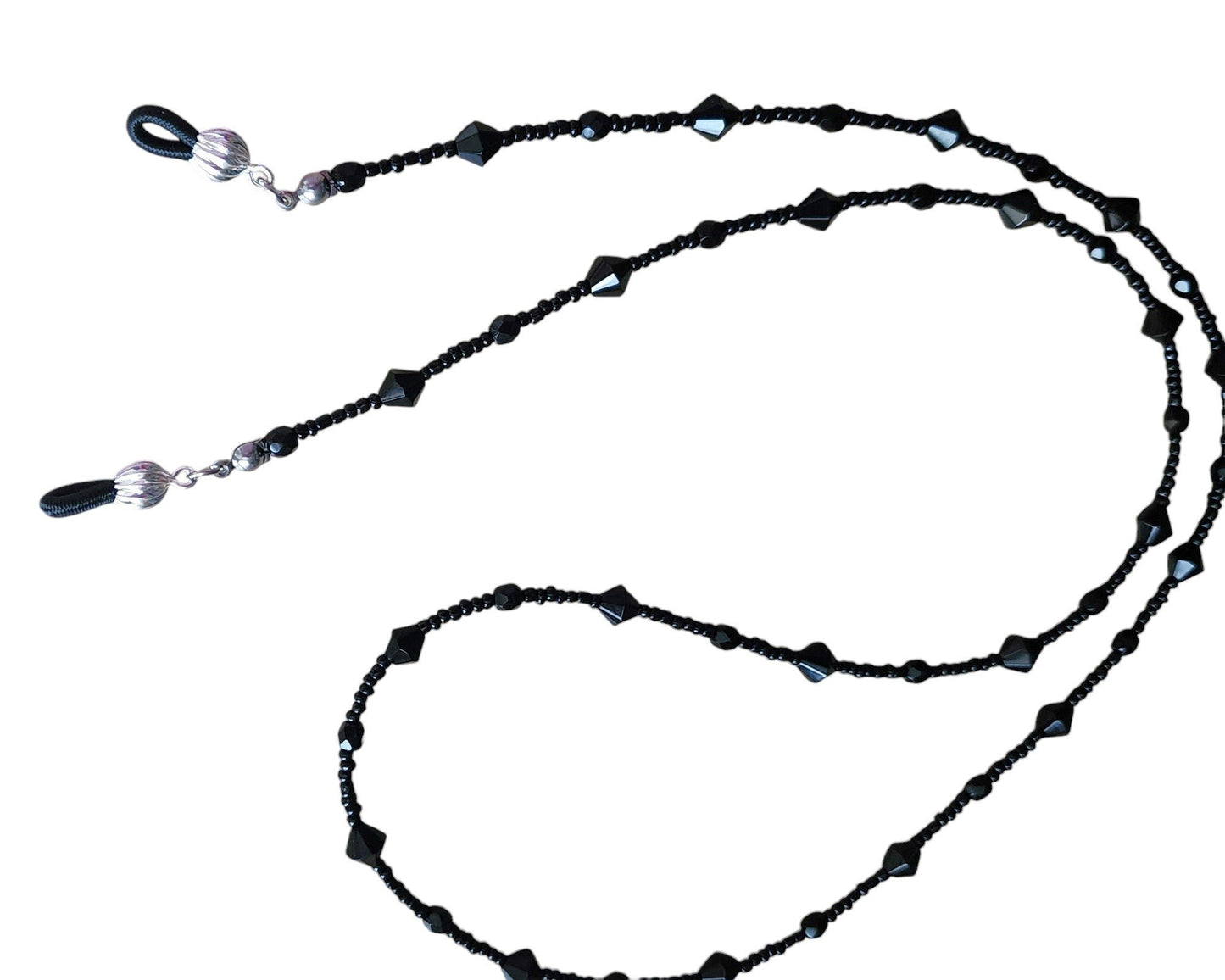 Deluxe Black Sparkle Beaded Eyeglass Chain