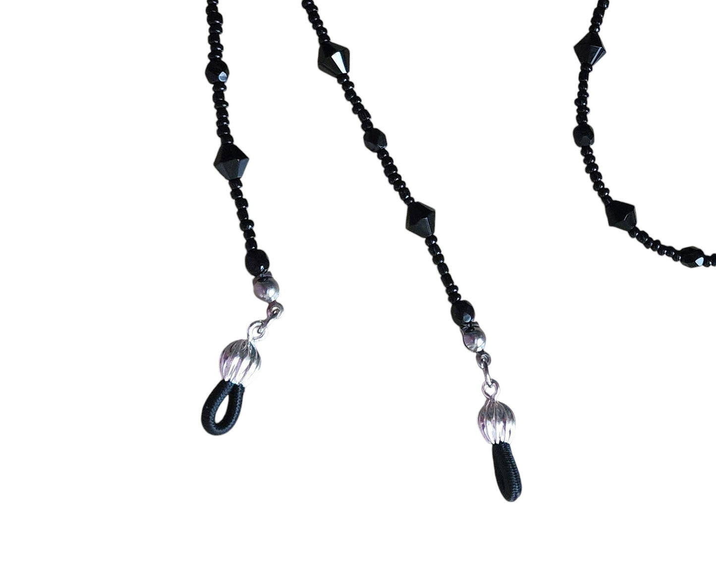 Deluxe Black Sparkle Beaded Eyeglass Chain