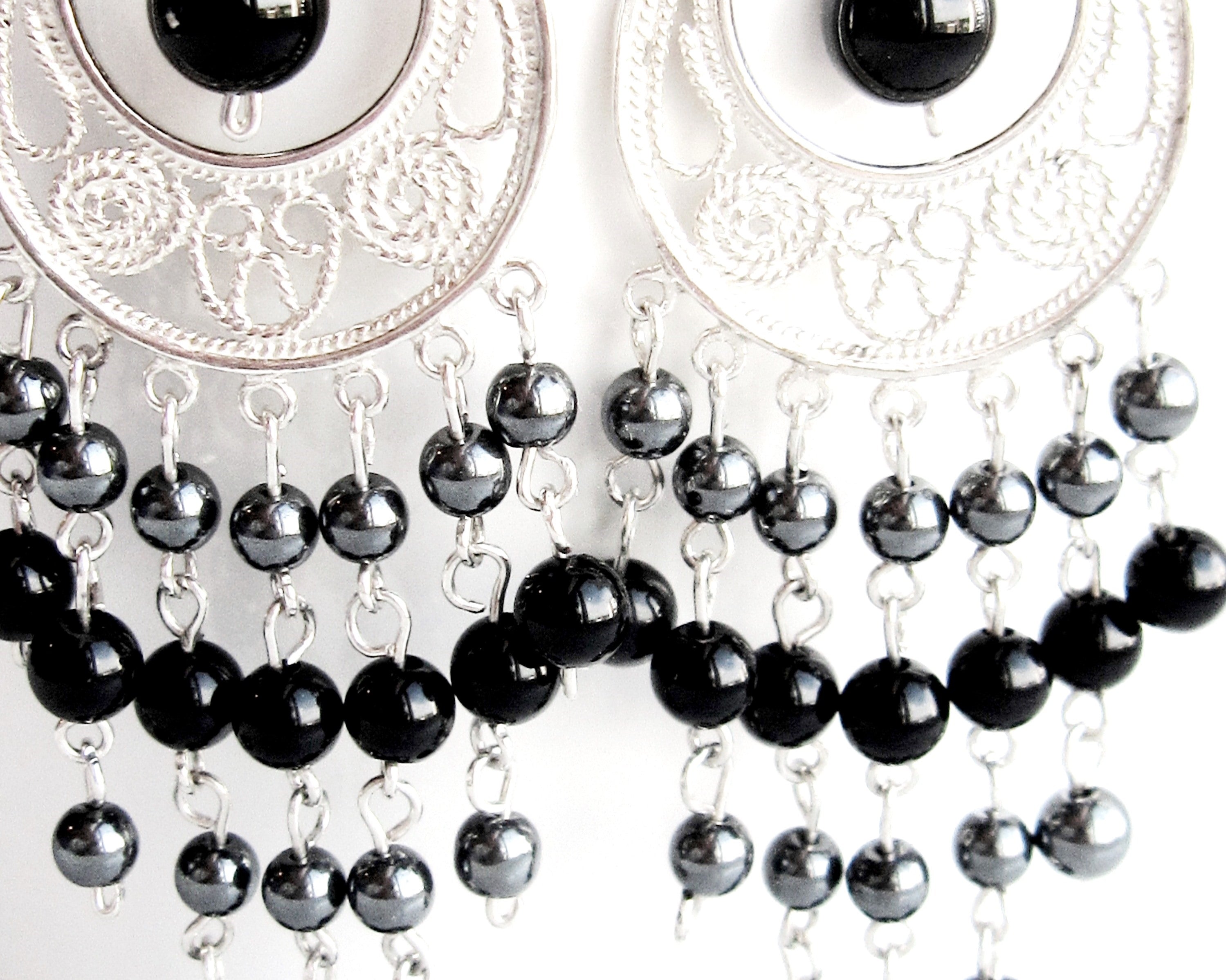 Hematite chandelier earrings shop