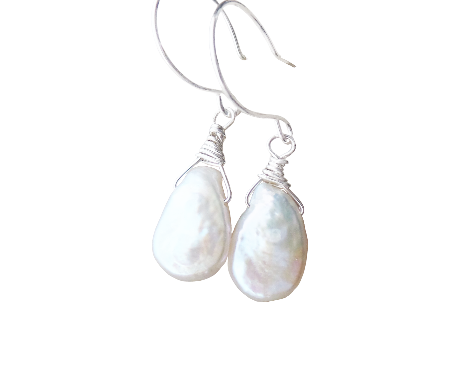 Luxurious Freshwater Cultured Pearl Drop Earrings with Sterling Silver French style earring hooks