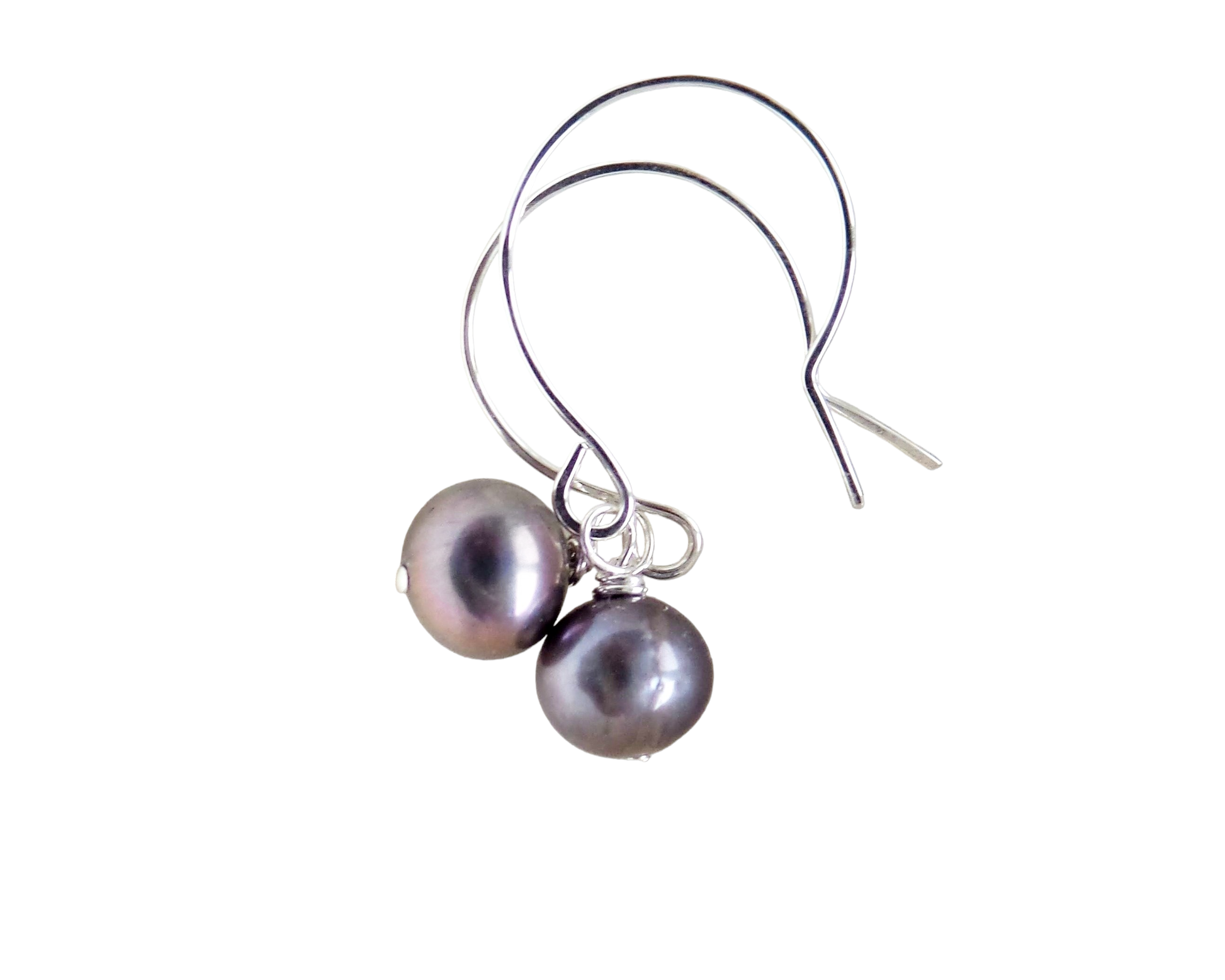 Peacock Grey Freshwater Cultured Pearl Dangle Earrings