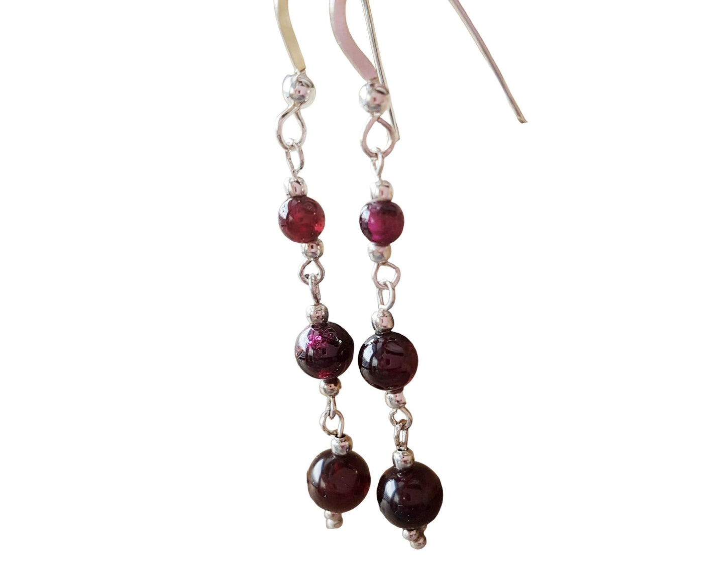 Long Art Deco Style Garnet Earrings