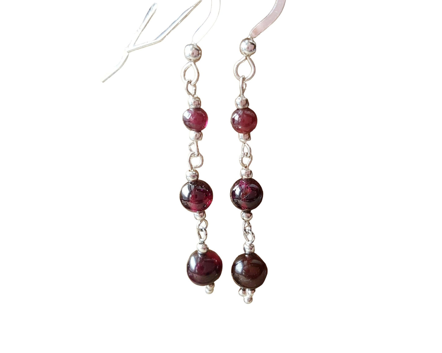 Long Art Deco Style Garnet Earrings