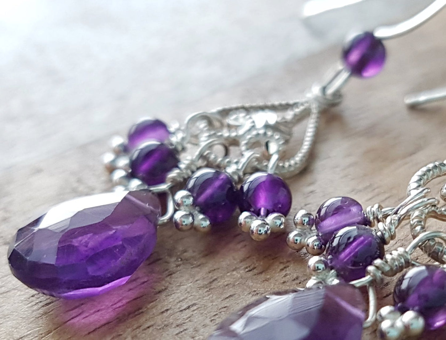 Edwardian Inspired Amethyst Chandelier Earrings