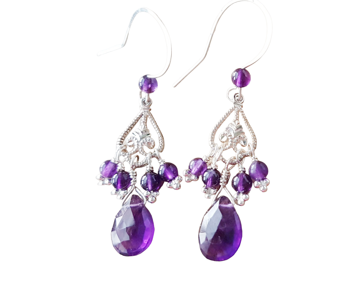 Edwardian Inspired Amethyst Chandelier Earrings