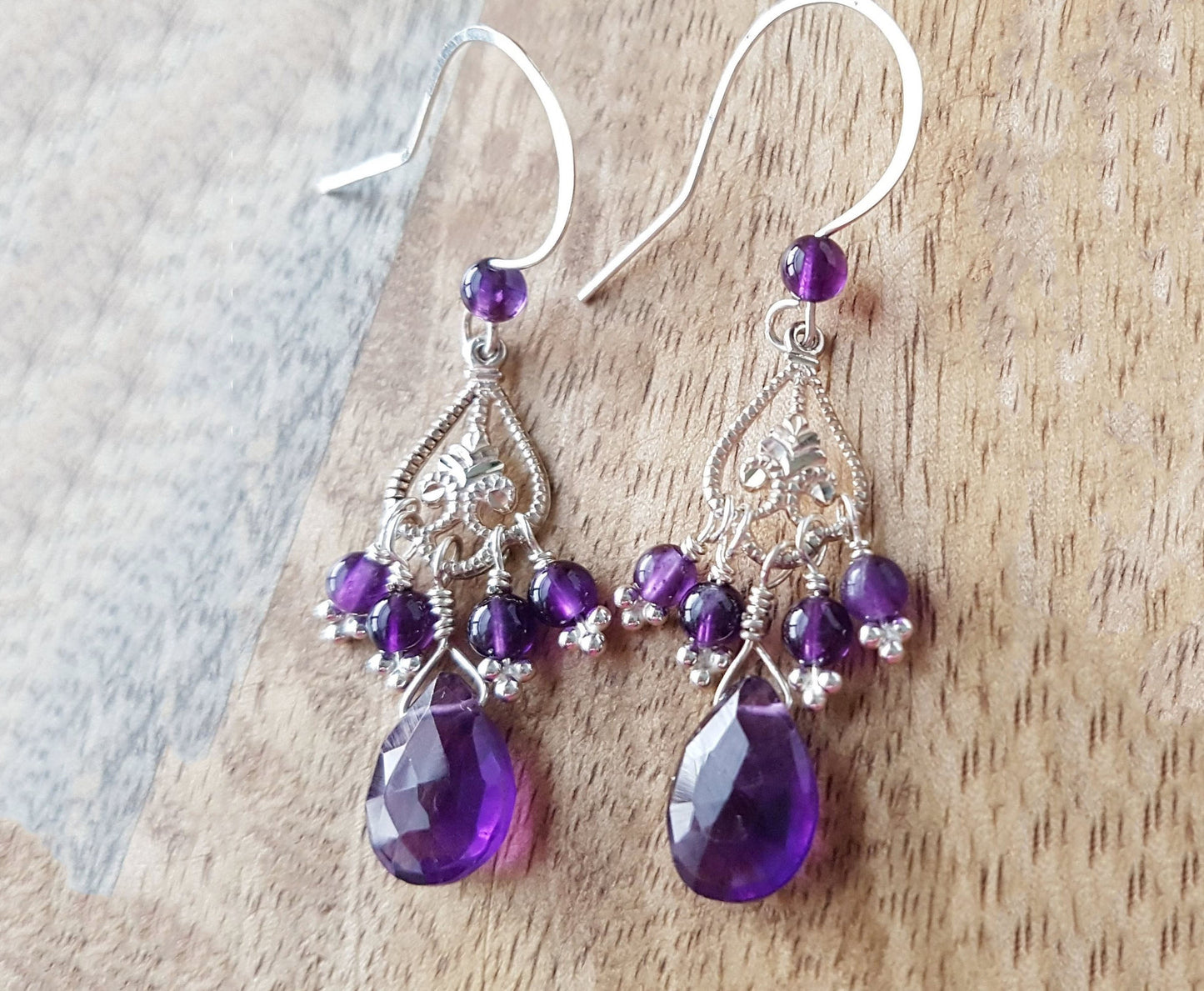 Edwardian Inspired Amethyst Chandelier Earrings