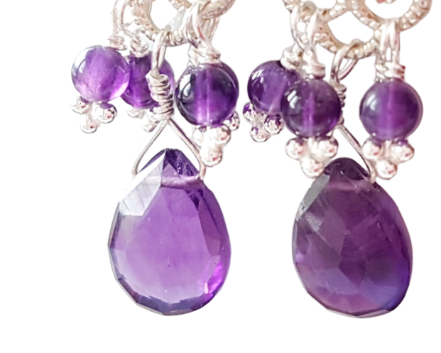 Edwardian Inspired Amethyst Chandelier Earrings