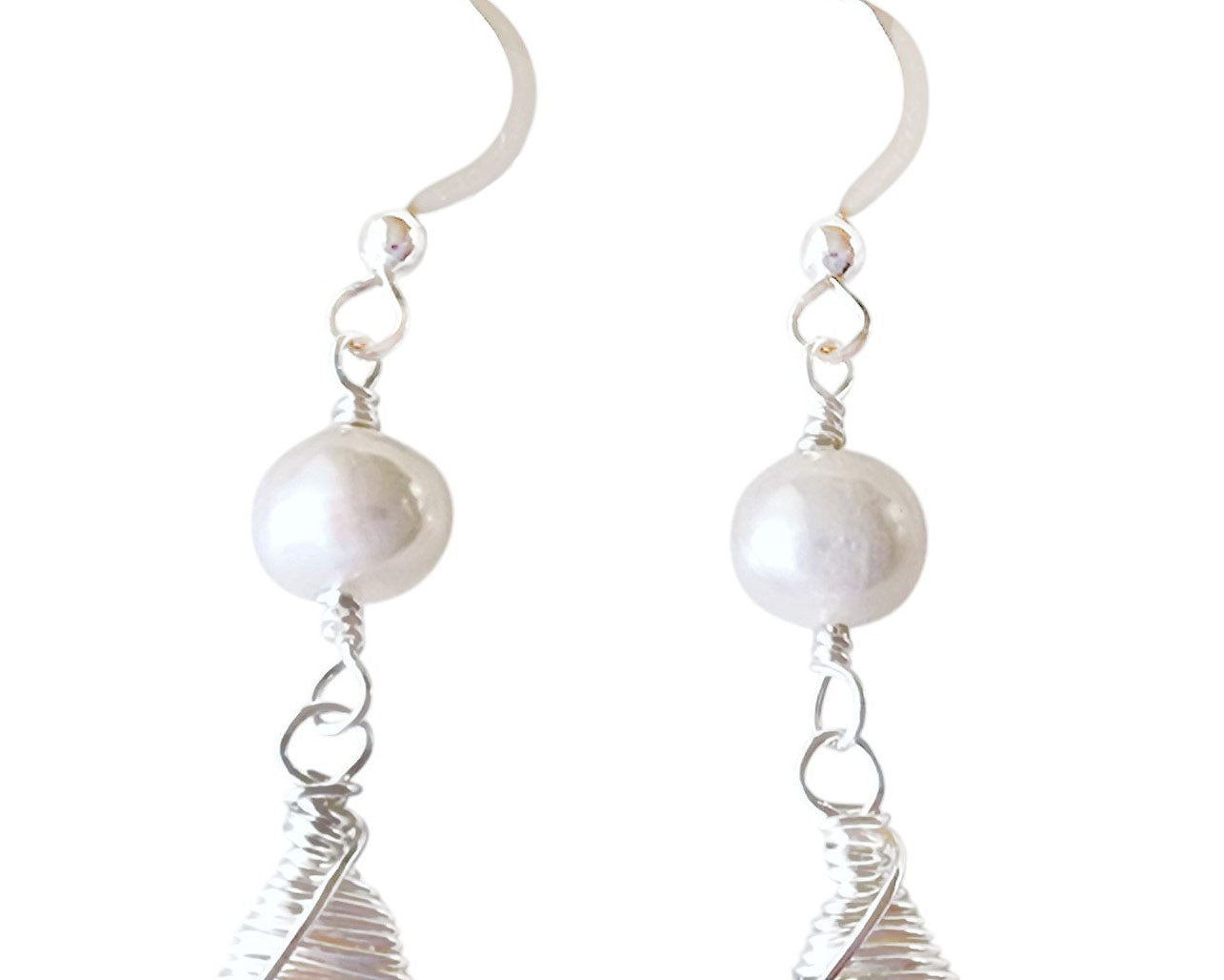 Long Large Freshwater Cultured Coin Shape Pearl Dangle Earrings