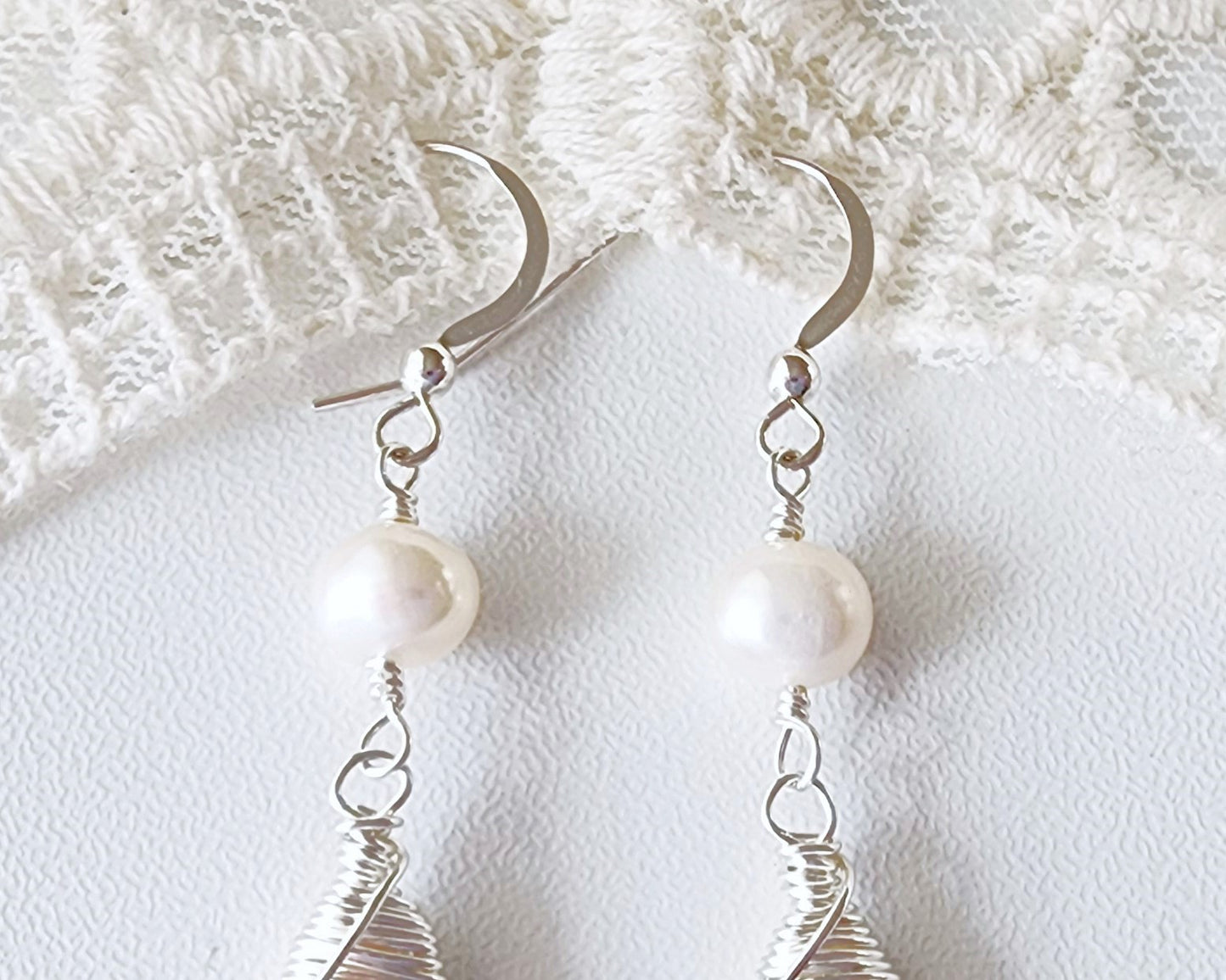 Long Large Freshwater Cultured Coin Shape Pearl Dangle Earrings