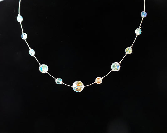 Clear AB Vintage Crystal Brilliance Station Necklace also called a Tine Cup Necklace