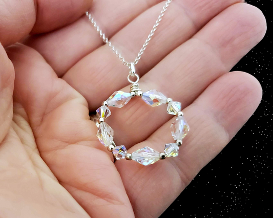 Sustainable Crystal Infinity Circle Pendant Necklace