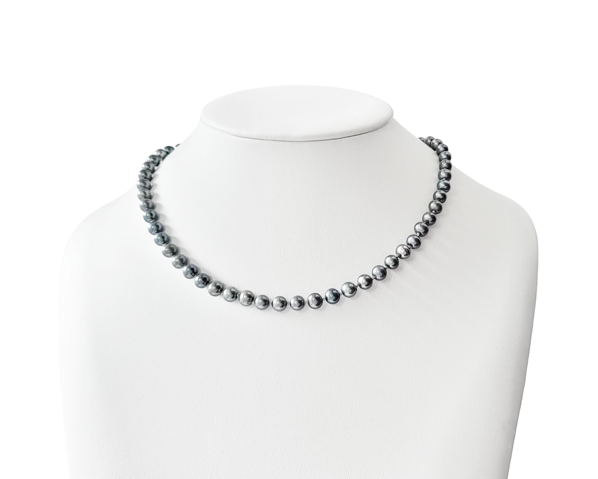 Celestial Brilliance Grey Freshwater Cultured Pearl Necklace, Hand knotted 