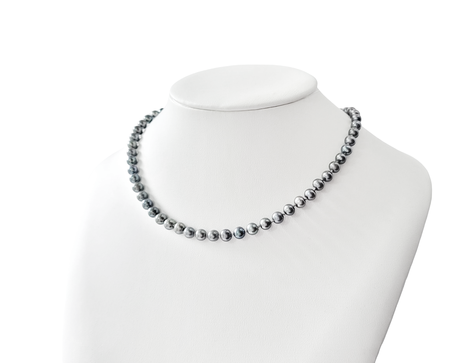 Celestial Brilliance Grey Freshwater Cultured Pearl Necklace, Hand knotted 