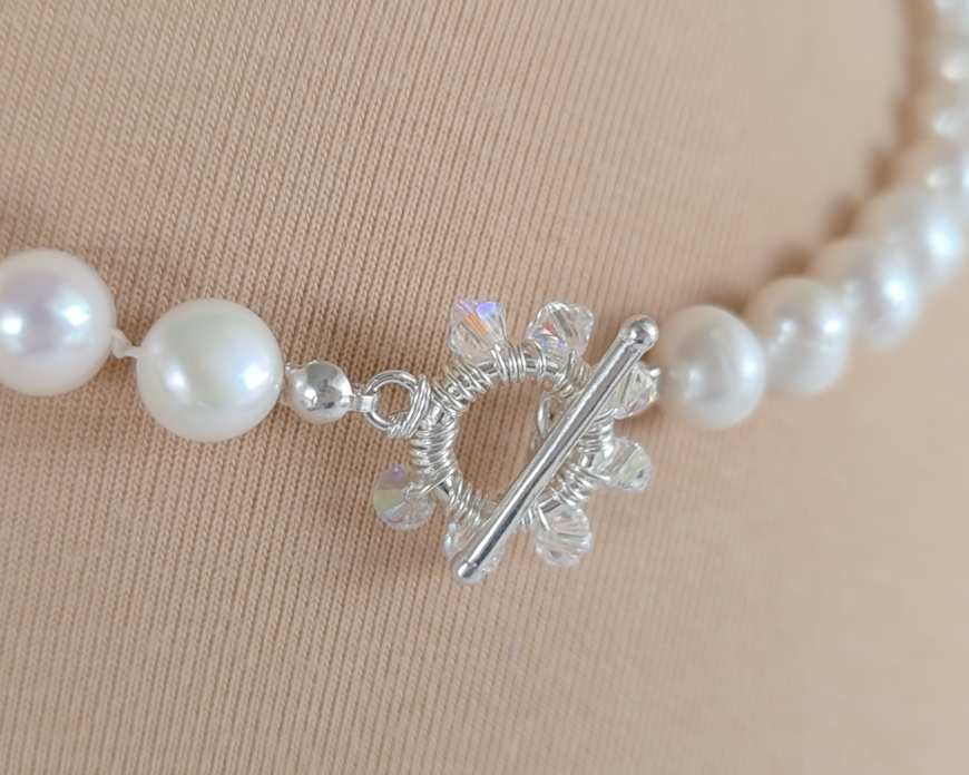  large crystal encrusted sterling silver toggle clasp