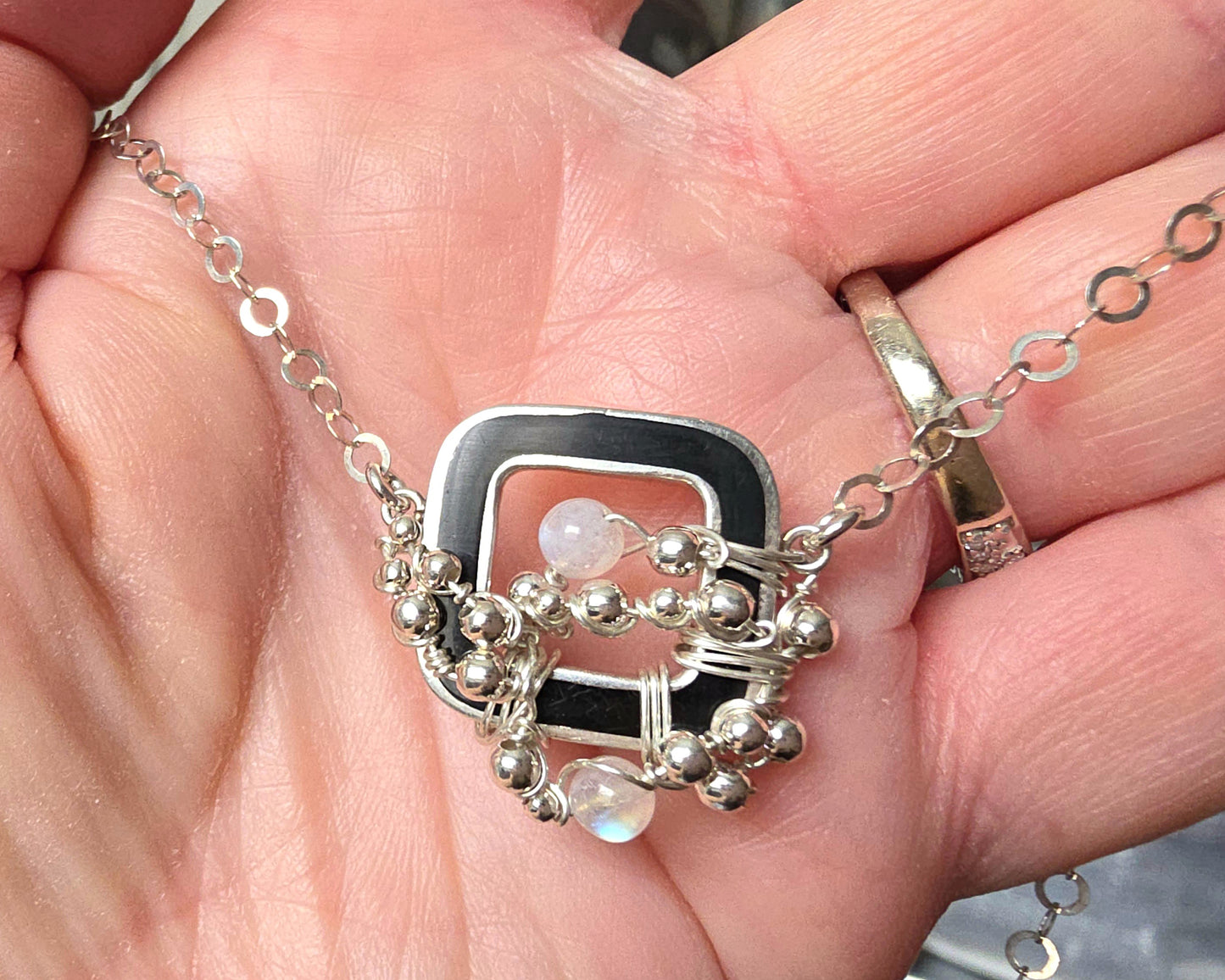 Think Outside the Box Rainbow Moonstone Necklace