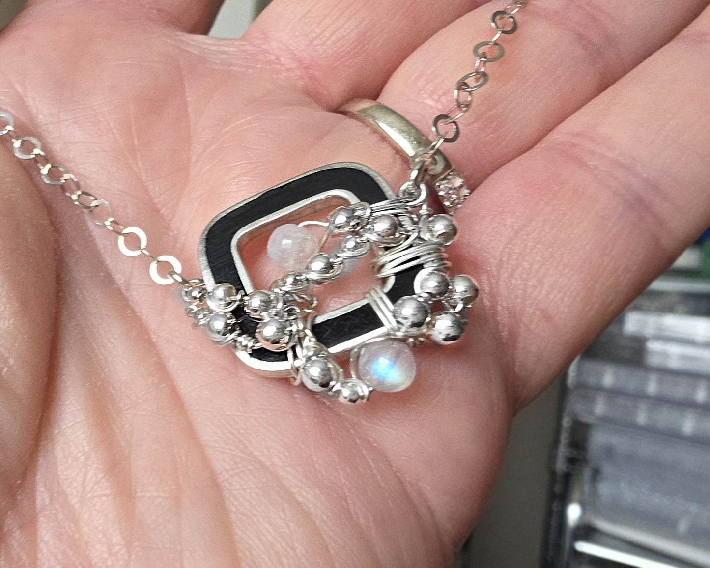 Think Outside the Box Rainbow Moonstone Necklace