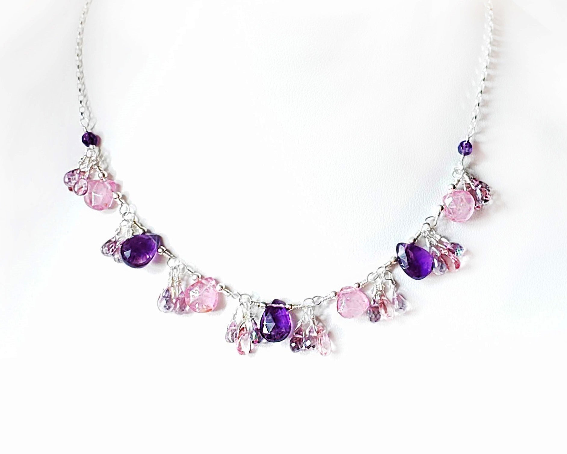 Pink hot sale gem necklace