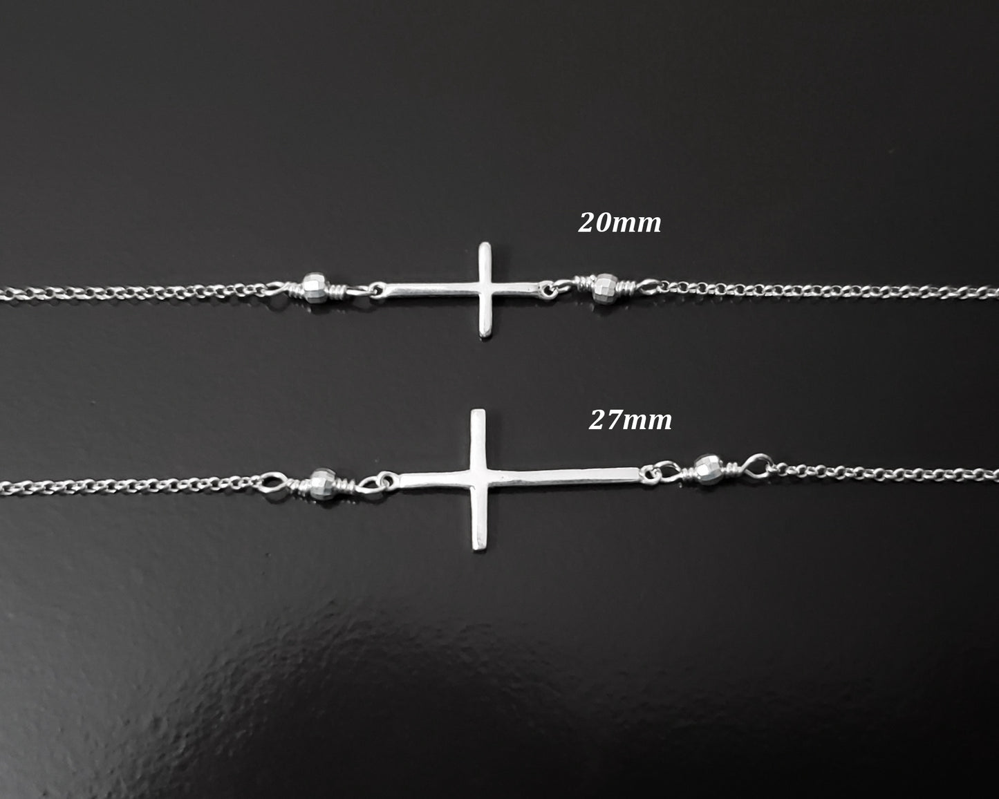 Faith Forever Sterling Silver Sideways Cross Necklace-Two Sizes