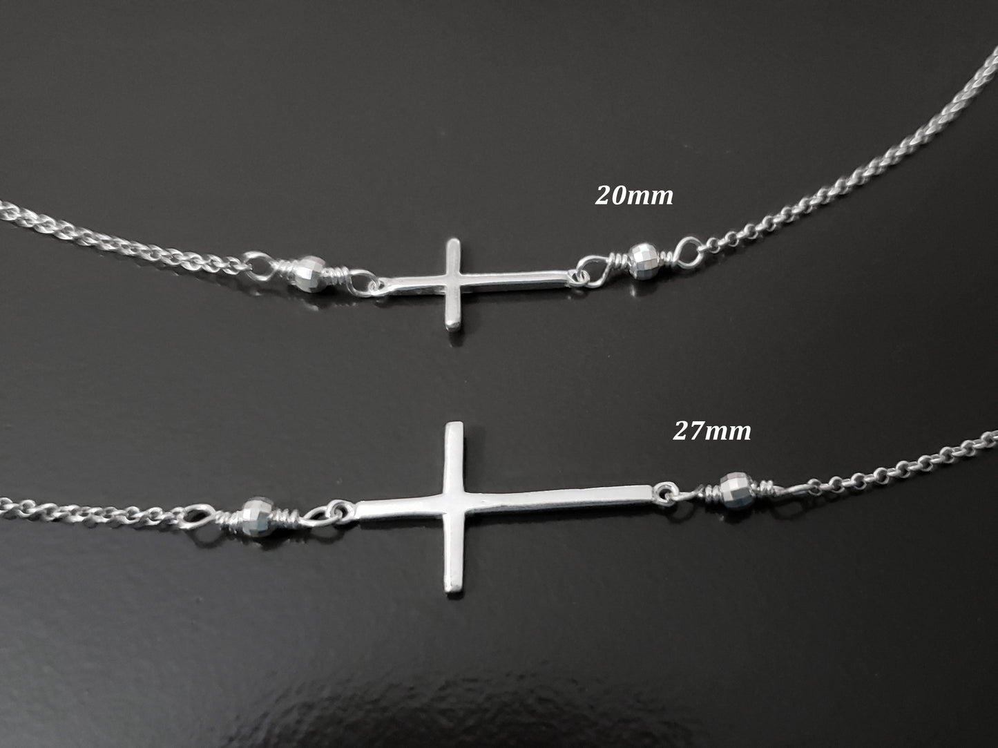Faith Forever Sterling Silver Sideways Cross Necklace-Two Sizes