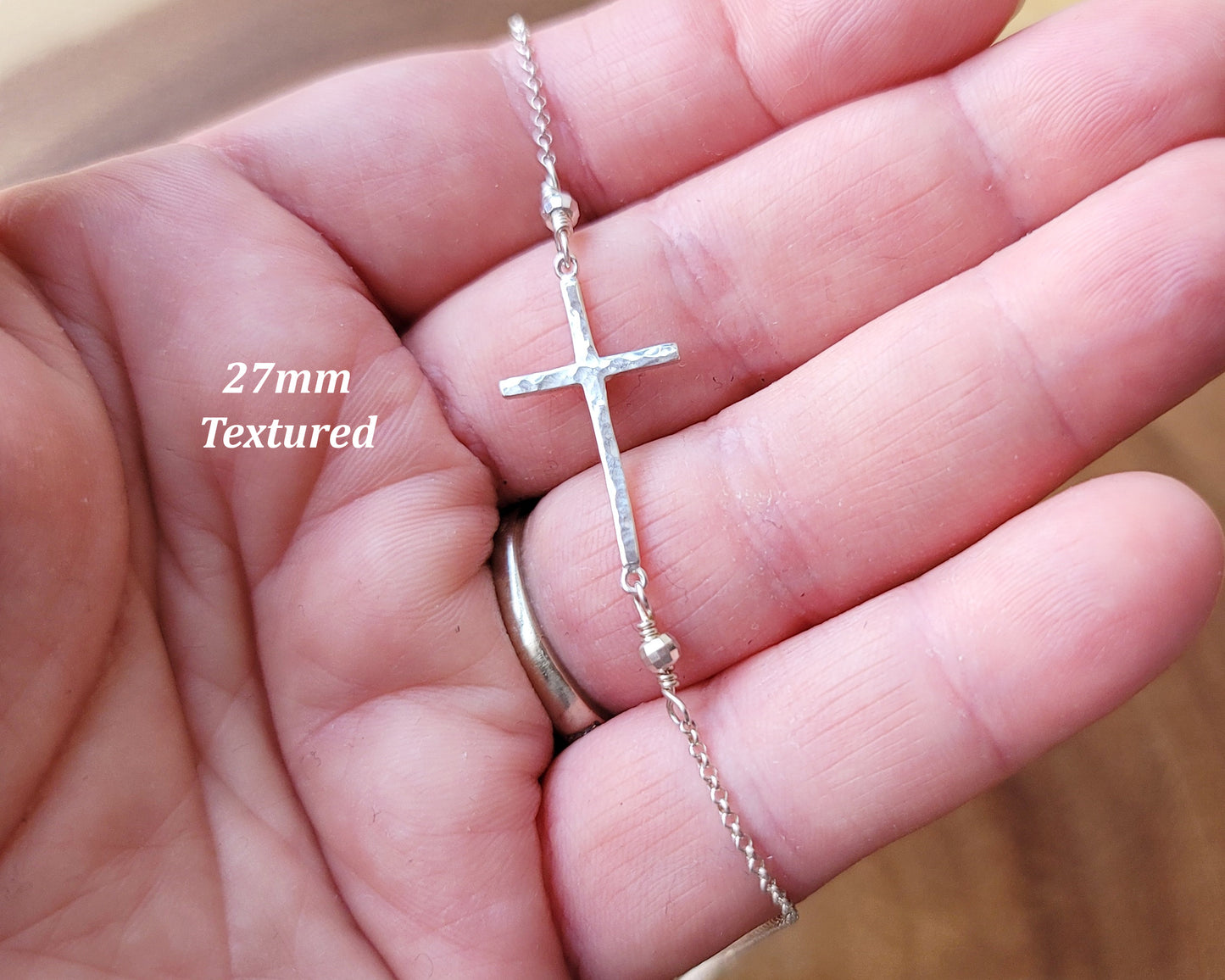 Faith Forever Sterling Silver Sideways Cross Necklace-Two Sizes