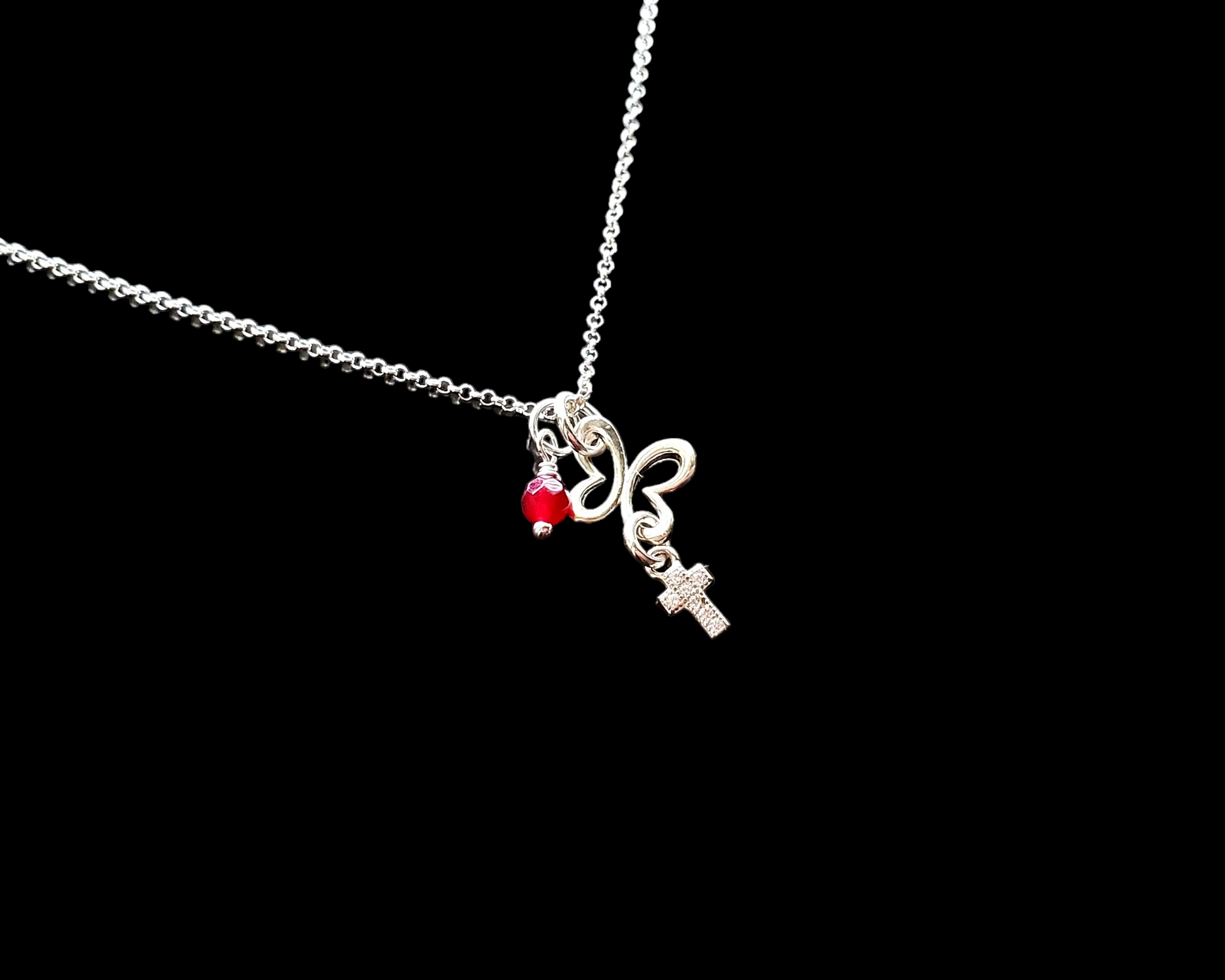 Personalized birthstone 2025 cross necklace