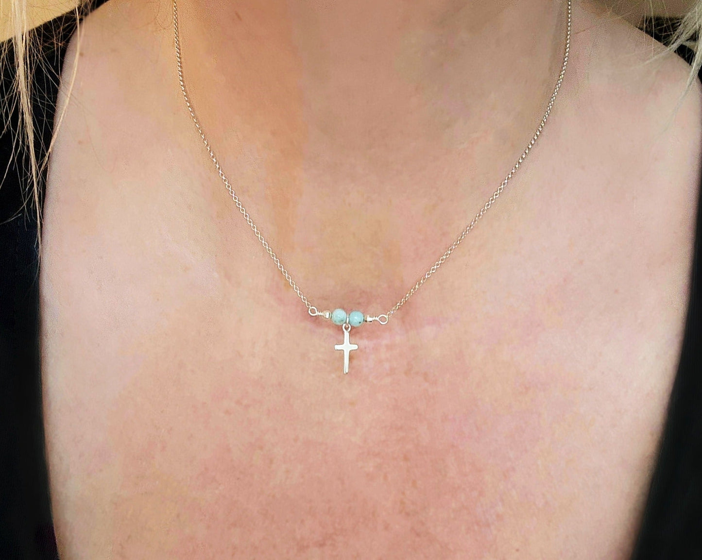 Larimar Cross Necklace