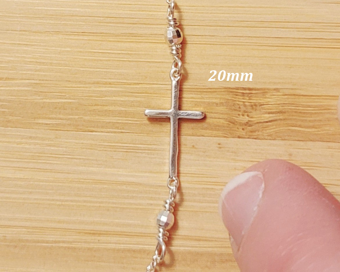 Faith Forever Sterling Silver Sideways Cross Necklace-Two Sizes