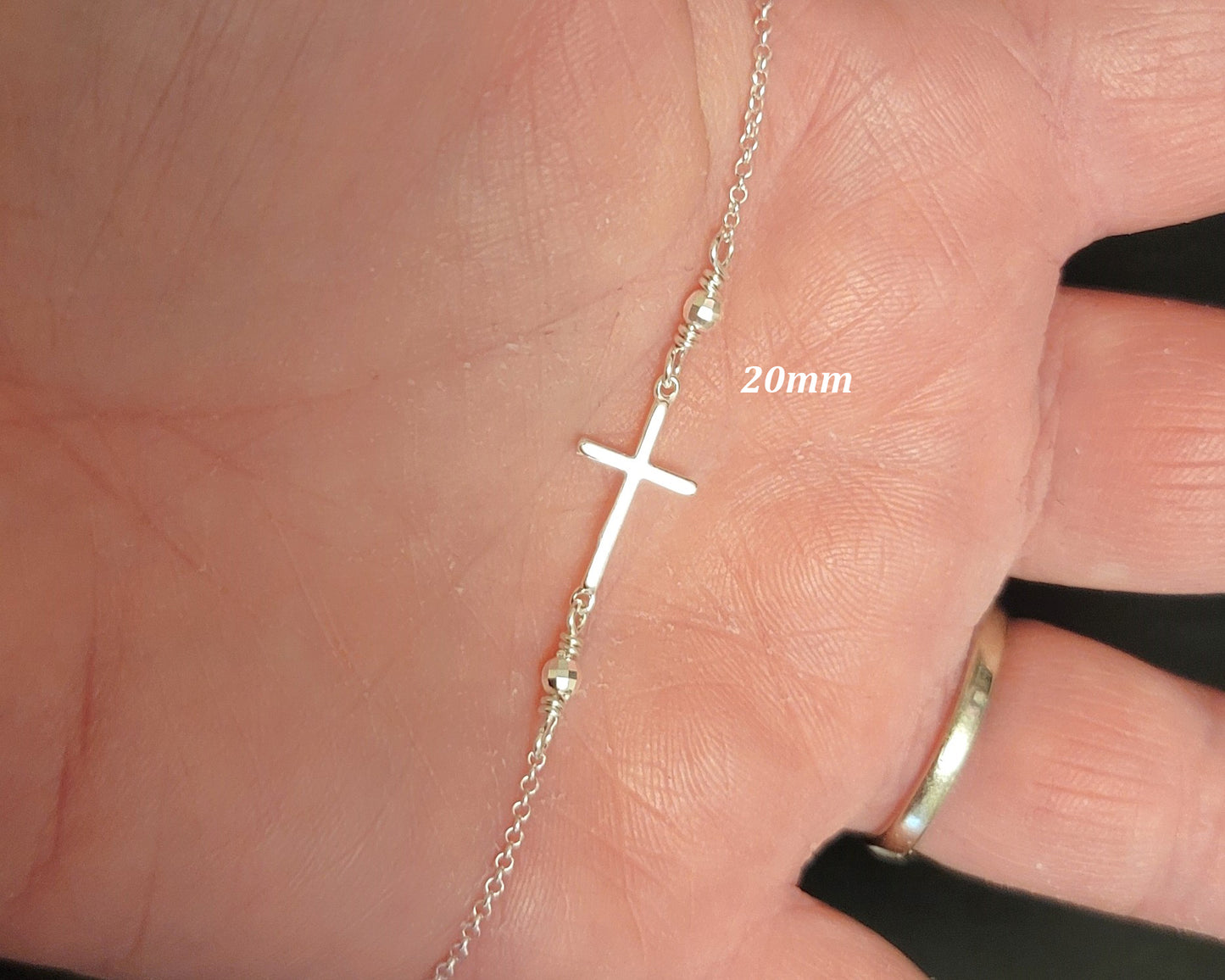 Faith Forever Sterling Silver Sideways Cross Necklace-Two Sizes